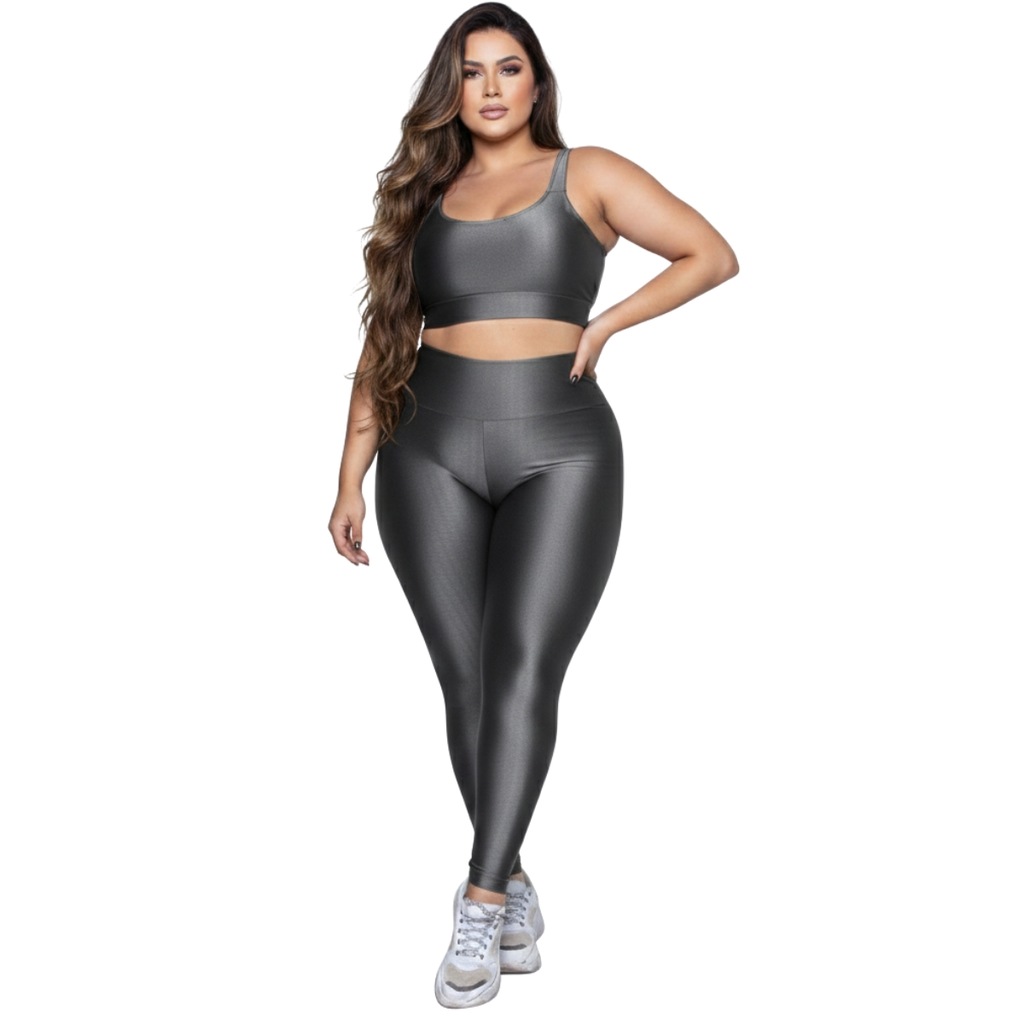 Conjunto Fitness Plus Size Top e Calça New Zig 3D Vekyo
