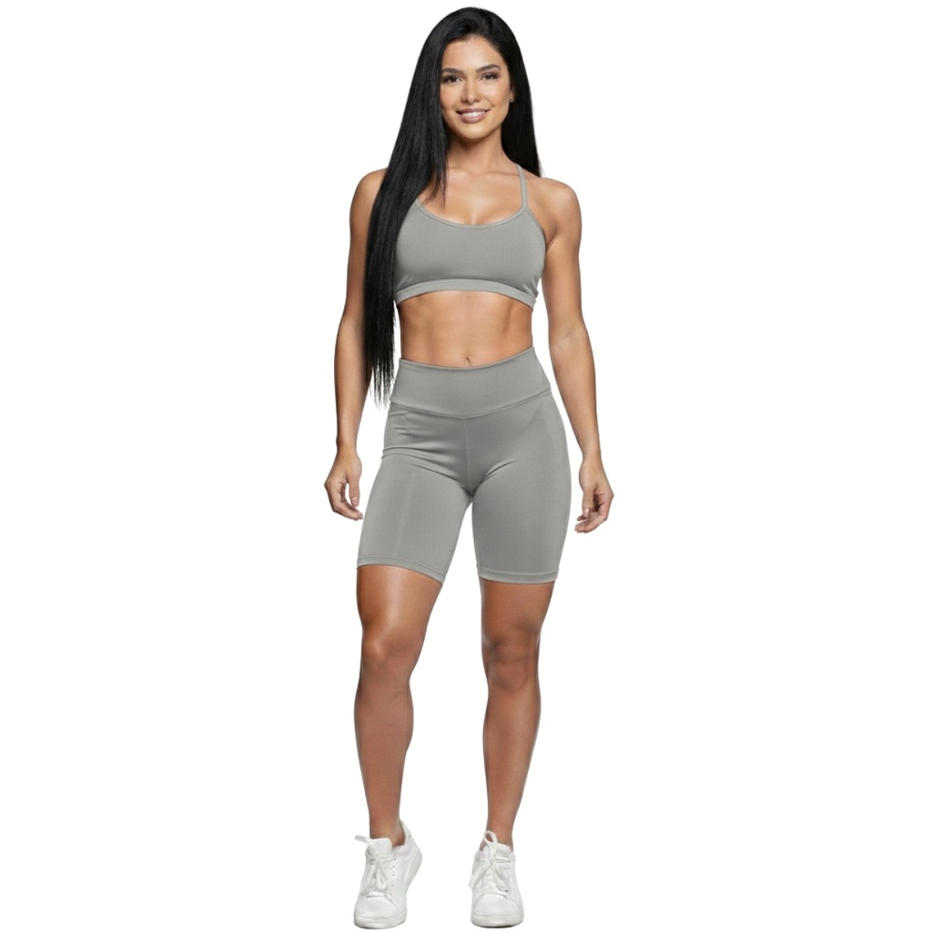 Conjunto Top Alça Fina e Bermudinha Suplex Feminino Vekyo