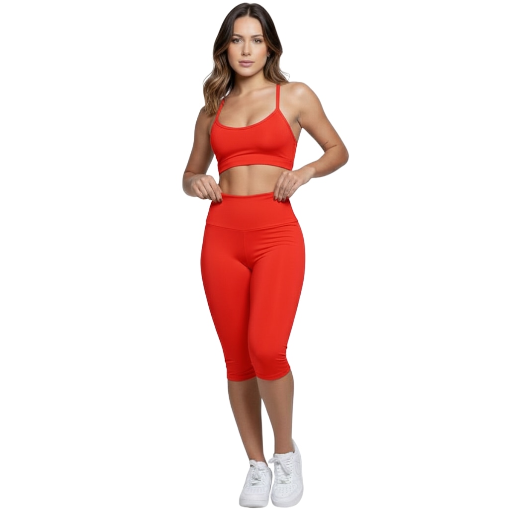 Conjunto Top Alça Fina + Bermuda Ciclista Feminino Vekyo
