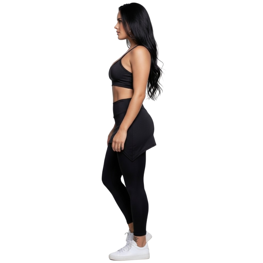 Imagem 2 do produto Conjunto Top Alça Fina e Calça Saia Suplex Vekyo Feminino