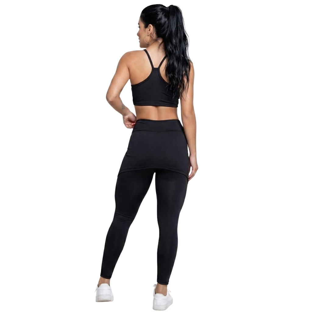 Imagem 3 do produto Conjunto Top Alça Fina e Calça Saia Suplex Vekyo Feminino