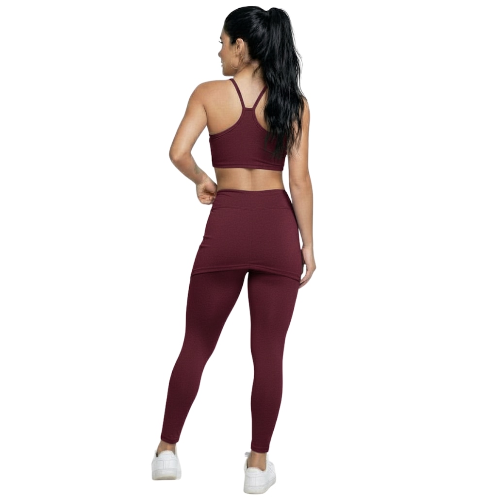 Imagem 3 do produto Conjunto Top Alça Fina e Calça Saia Suplex Vekyo Feminino