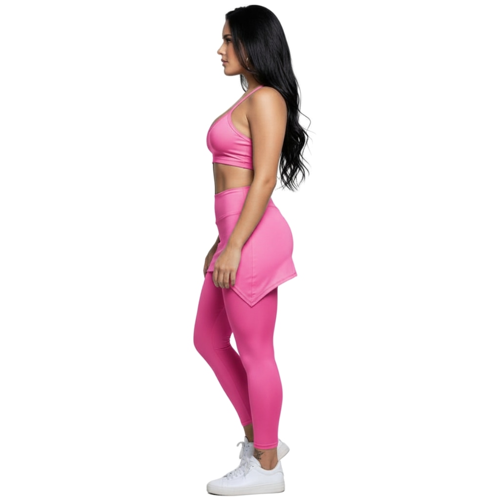Imagem 2 do produto Conjunto Top Alça Fina e Calça Saia Suplex Vekyo Feminino