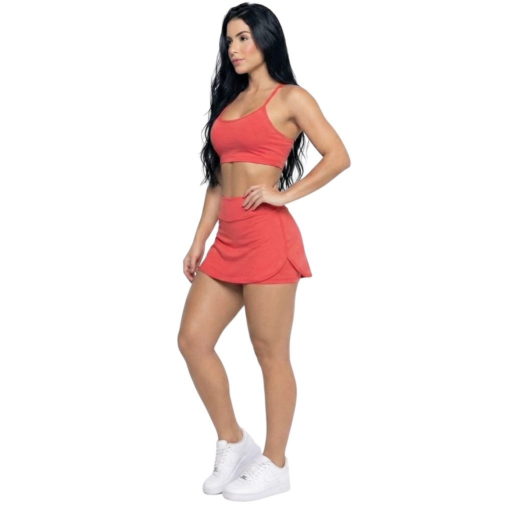 Imagem 2 do produto Conjunto Top Alça Fina e Short Saia Vekyo Feminino