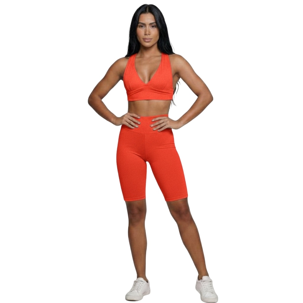 Conjunto Top Bojo e Bermuda Ciclista Vekyo Feminino