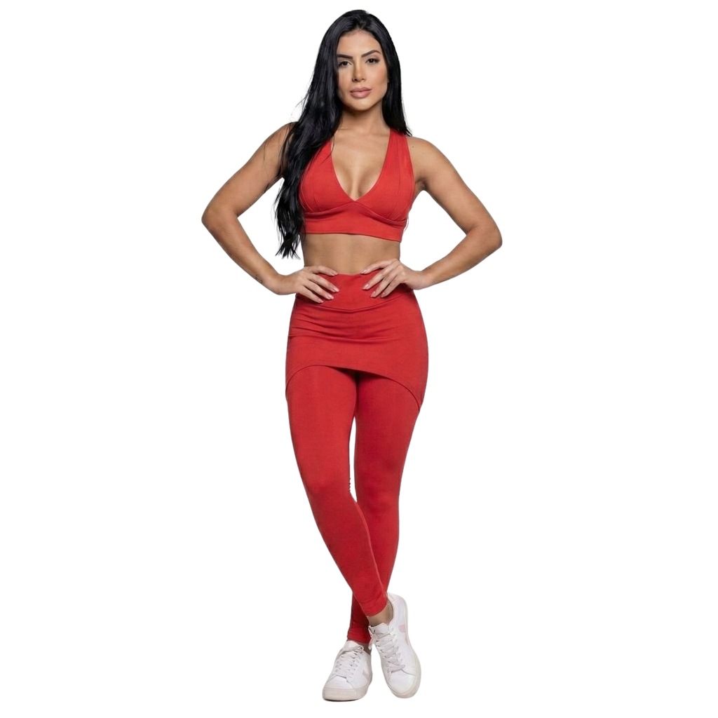 Conjunto Top Bojo e Calça Saia Tapa Bumbum Vekyo Feminino
