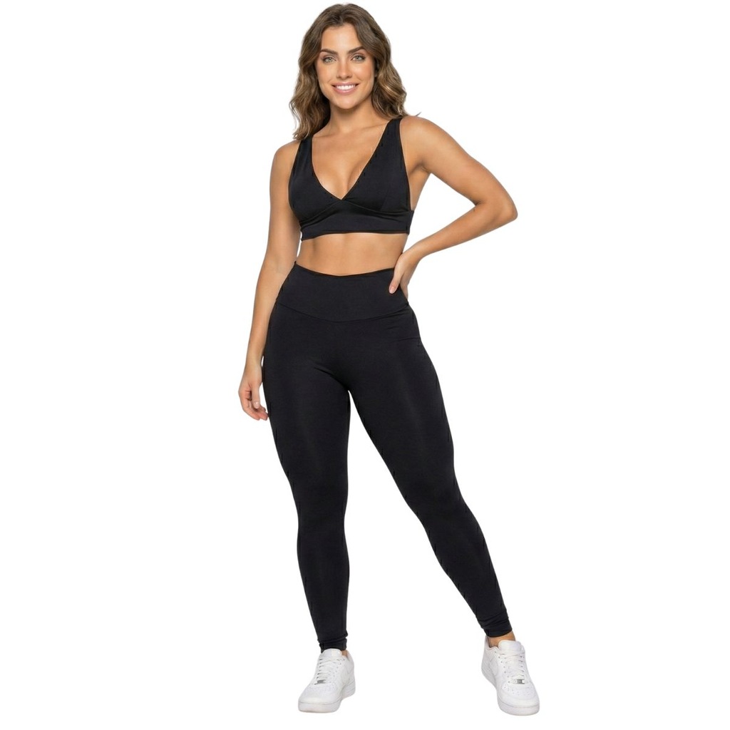 Conjunto Top Bojo Costa Cruzada e Calça Suplex Vekyo Feminino