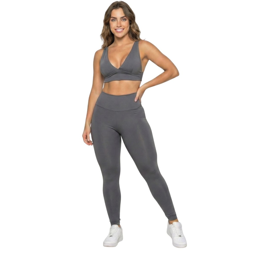 Conjunto Top Bojo Costa Cruzada e Calça Suplex Vekyo Feminino