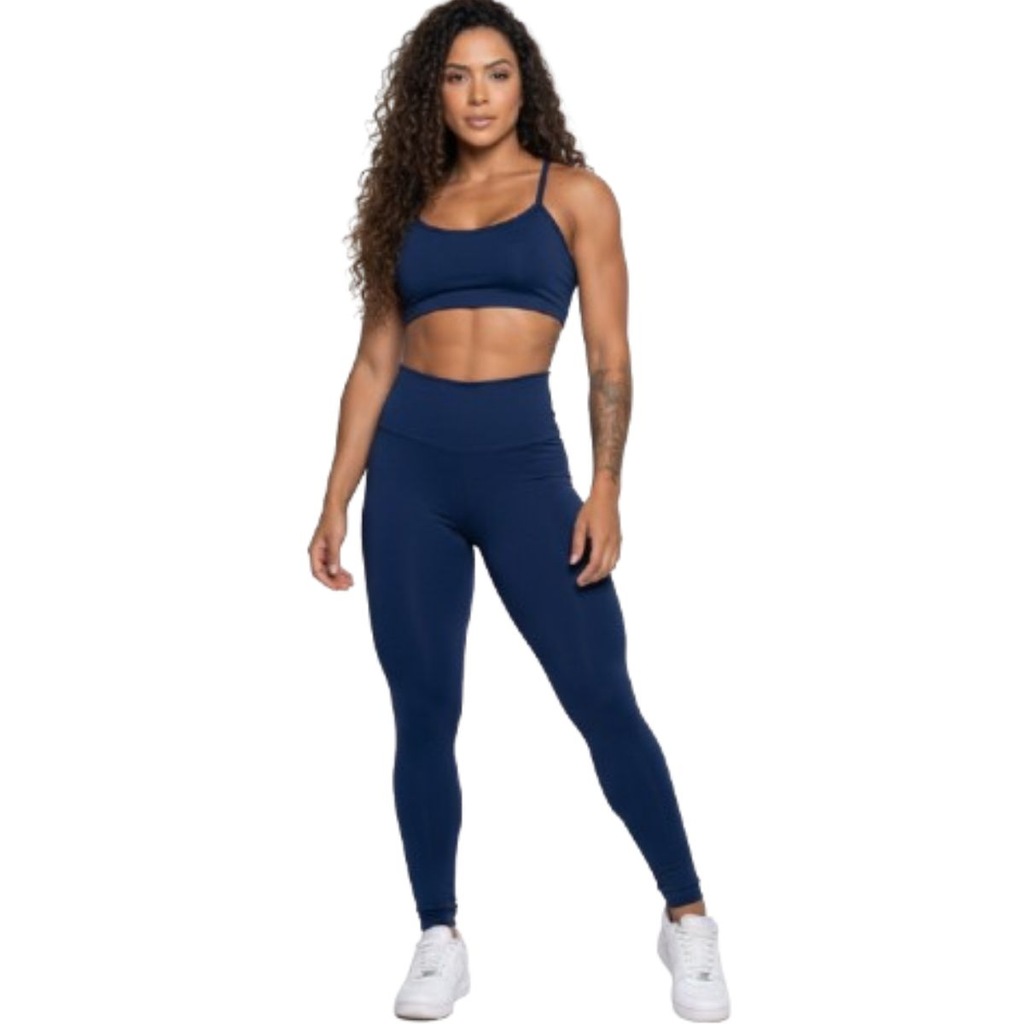 Conjunto Top Alça Fina e Calça Suplex Vekyo Feminino