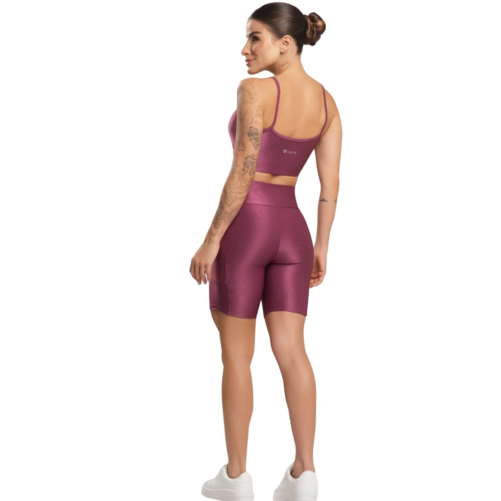 Imagem 3 do produto Conjunto Fitness Top e Bermuda Com Bolso Vekyo Feminino