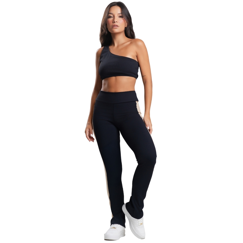 Conjunto Fitness Top e Calça Canelado Vekyo Feminino