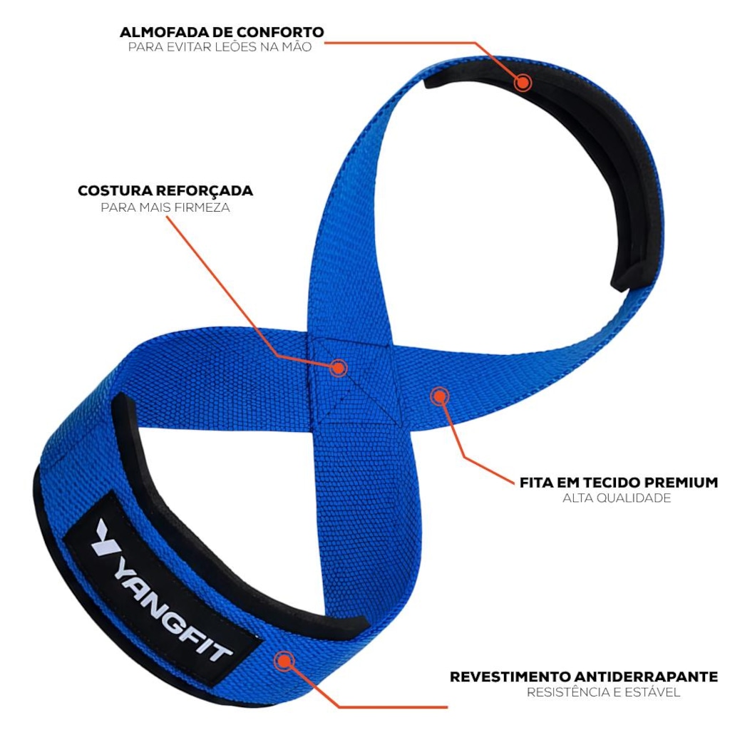 Imagem 5 do produto Strap 8 Grip Alta Perfomance Yangfit Para Musculação Stiff