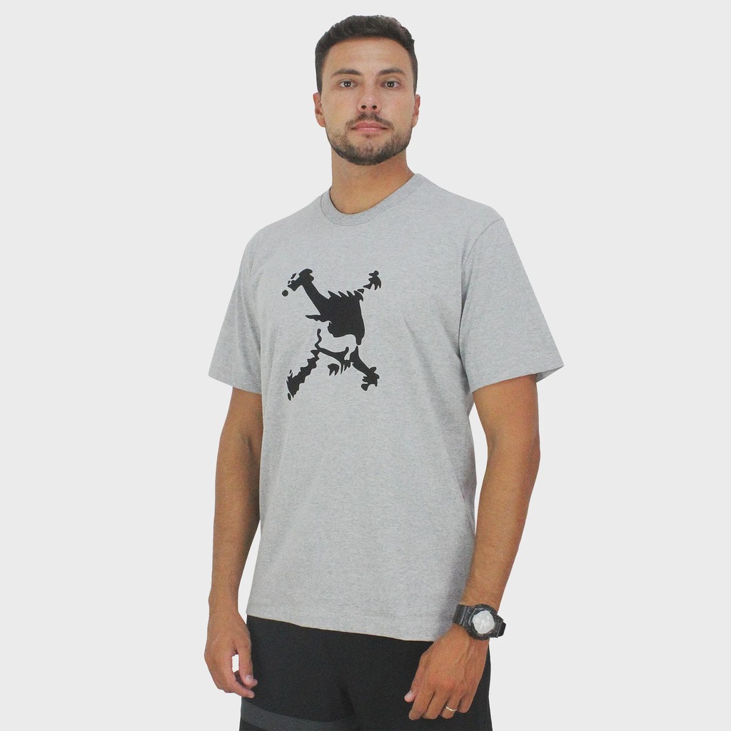 Camiseta Oakley Heritage Skull Heather Grey - Masculina