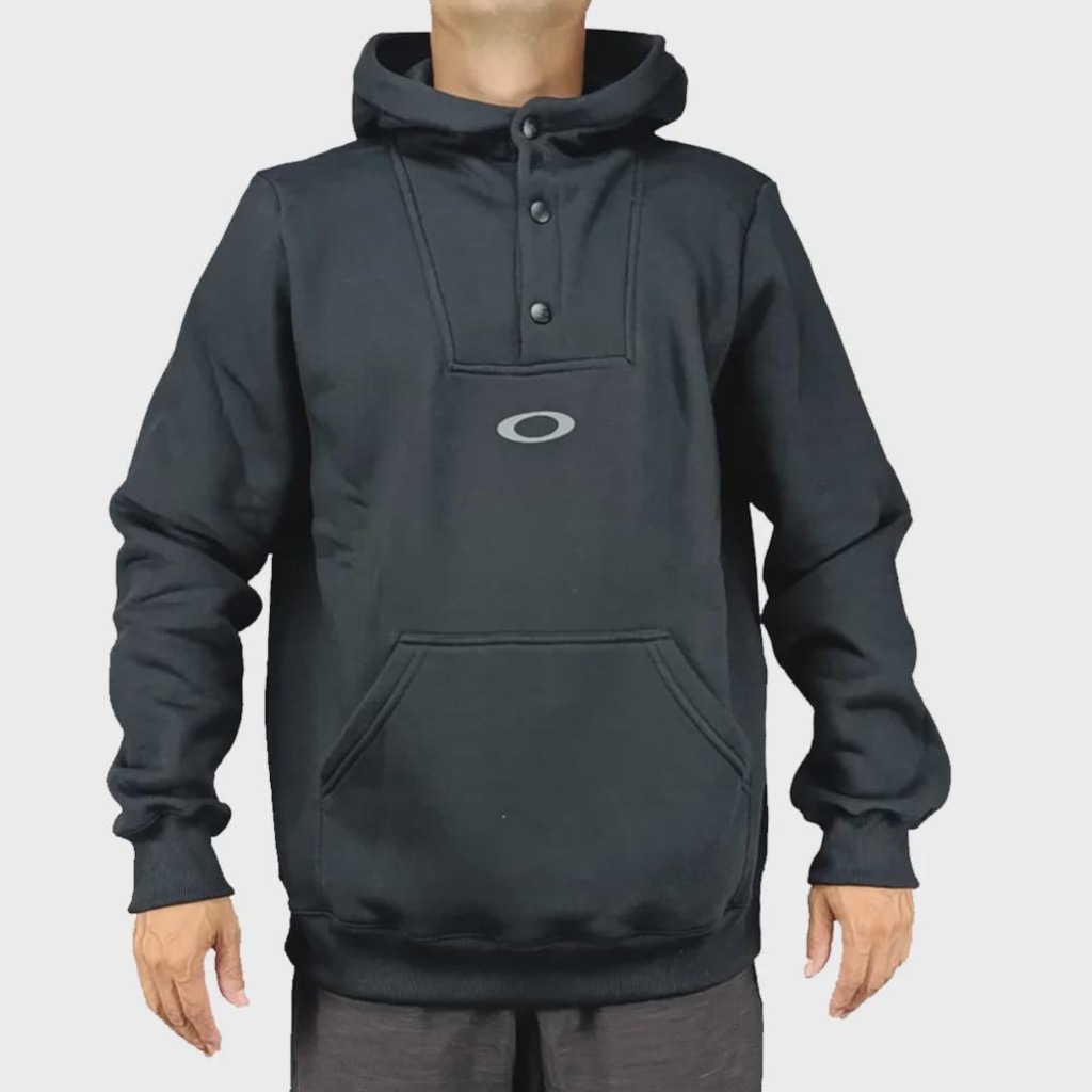 Moletom Masculino Canguru Oakley Oversized Urban Ellipse Blackout