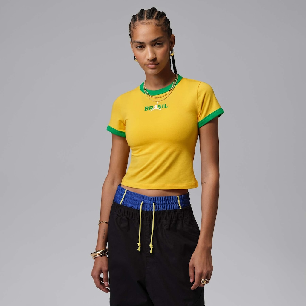 Camiseta Brasil Jordan Retro Crew Feminina