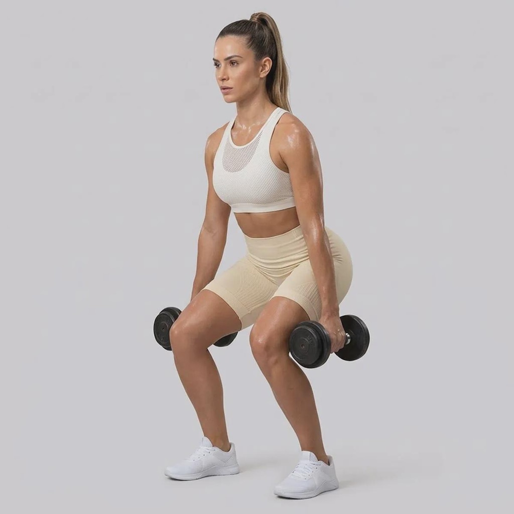 Shorts Canelado Selene Basic Sem Costura Feminino