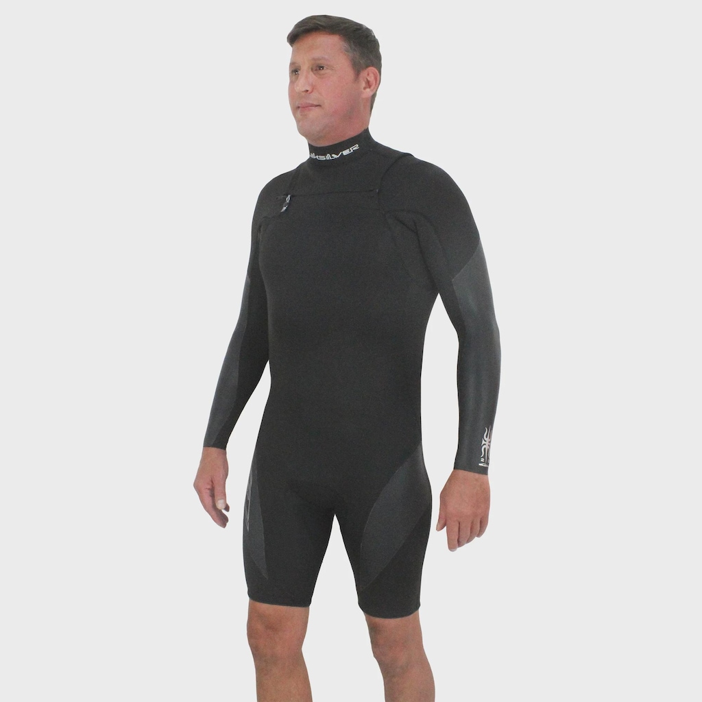 Short John Masculino Mercury Spring Chest Zip Black Importado Quiksilver 2/2mm