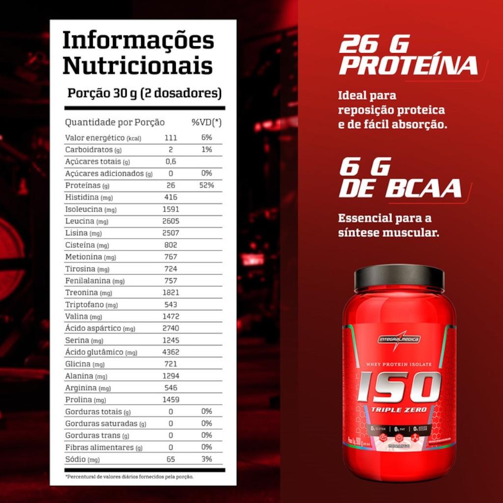 Imagem 3 do produto Whey Protein Integralmedica Iso Triple Zero 900g Pote