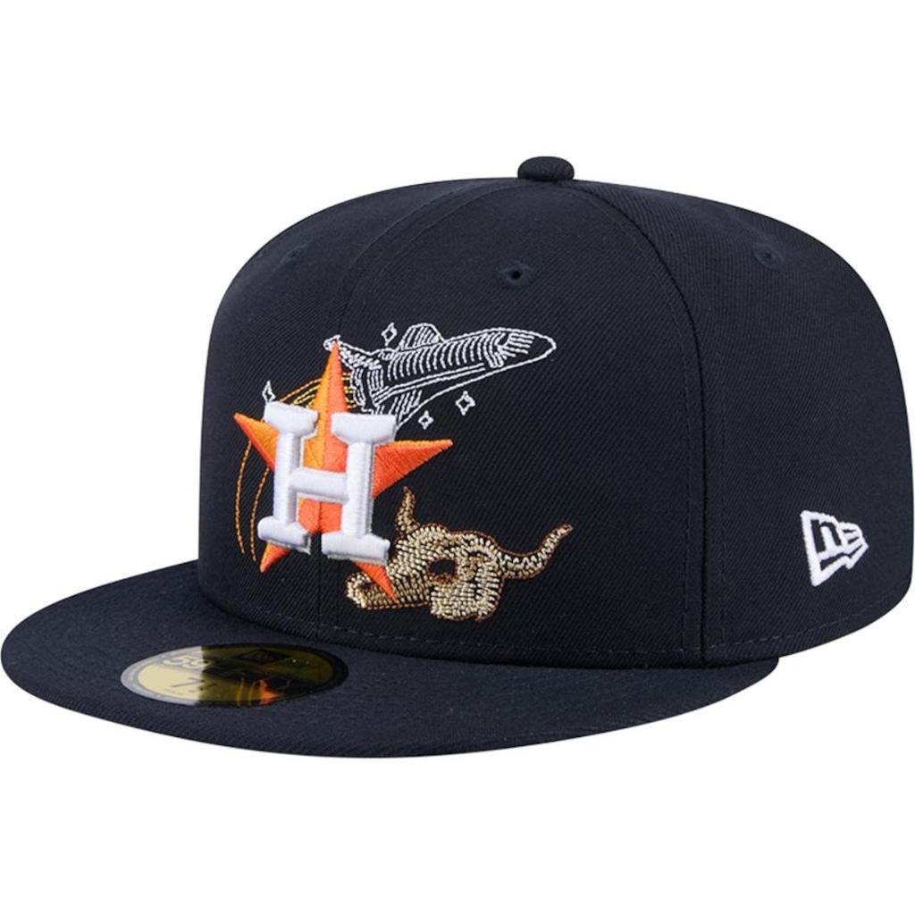 Boné Unissex New Era 59FIFTY Fitted Houston Astros State Stitch Aba Reta