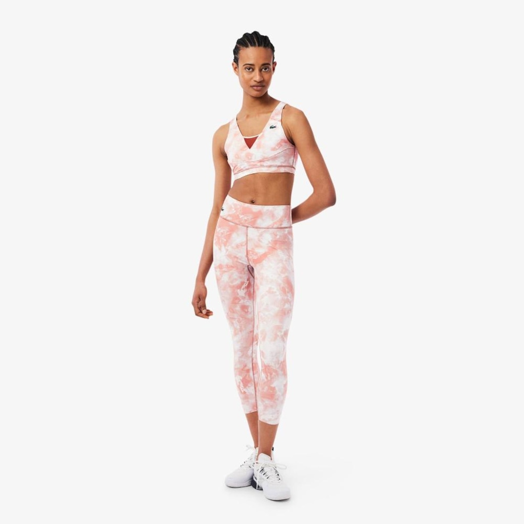 Calça Leggings Esportivas Ultra Dry Printed Stretch Lacoste Feminina