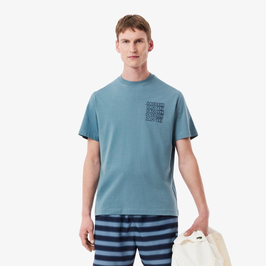 Camiseta Masculina gráfica em malha de algodão Lacoste