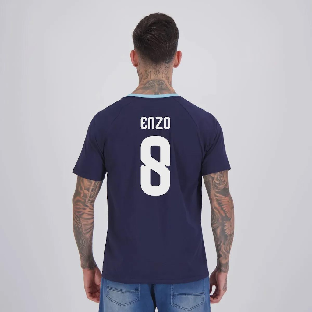Camisa Argentina Ribbon Marinho 8 Enzo FutFanatics Masculina