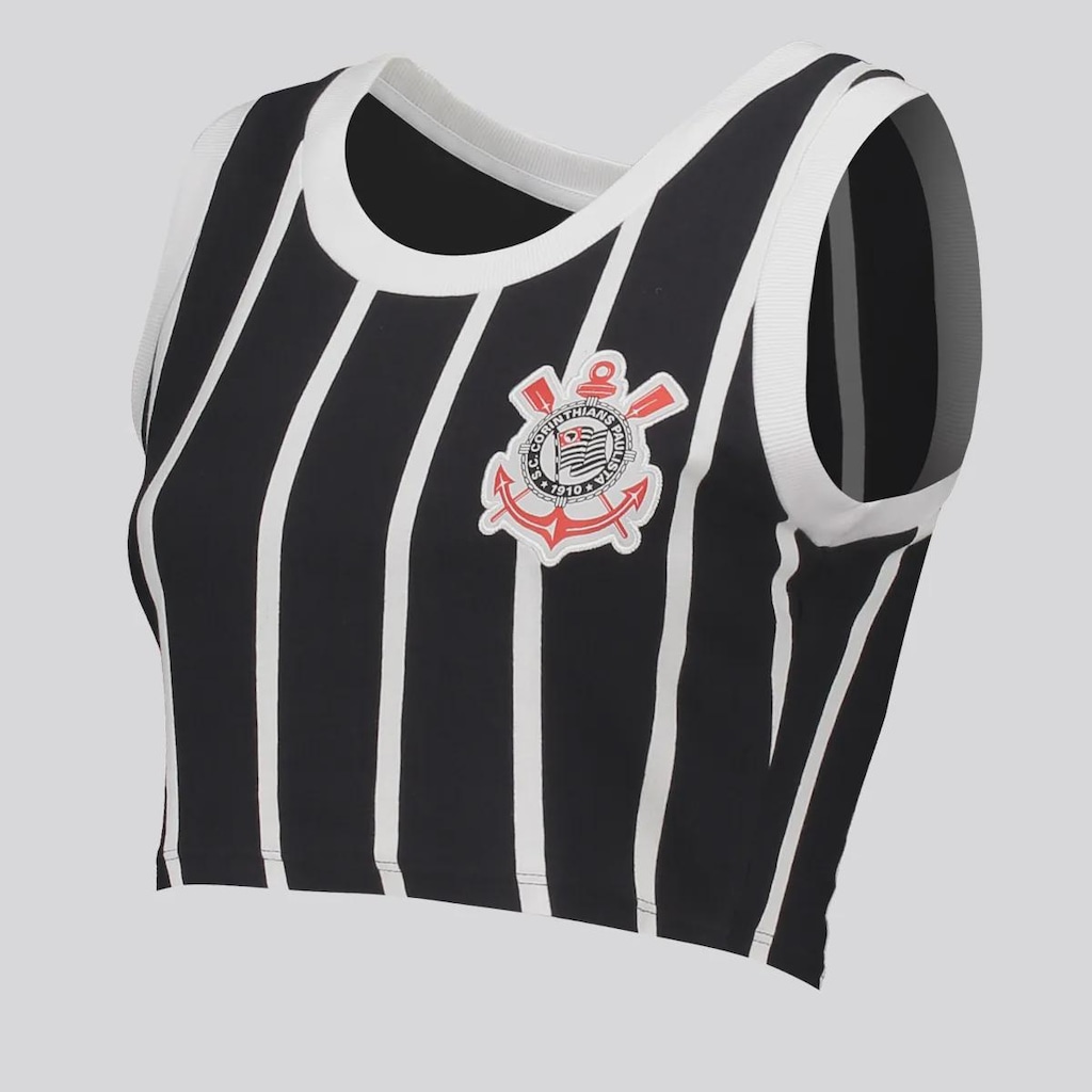 Imagem 2 do produto Cropped Corinthians Logo Bordado Listrado FutFanatics Feminino