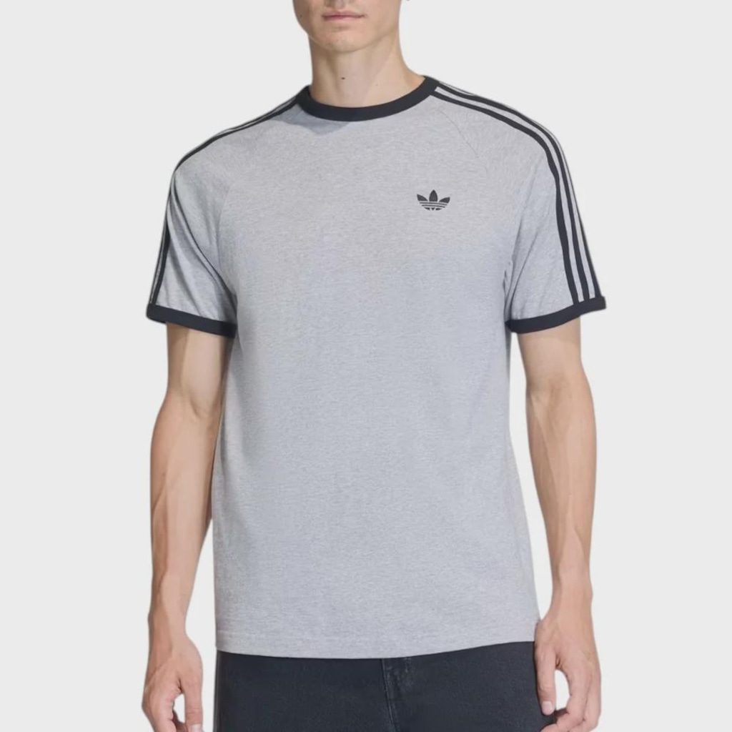 Camiseta Adidas 3 Stripes Medium Grey Masculina