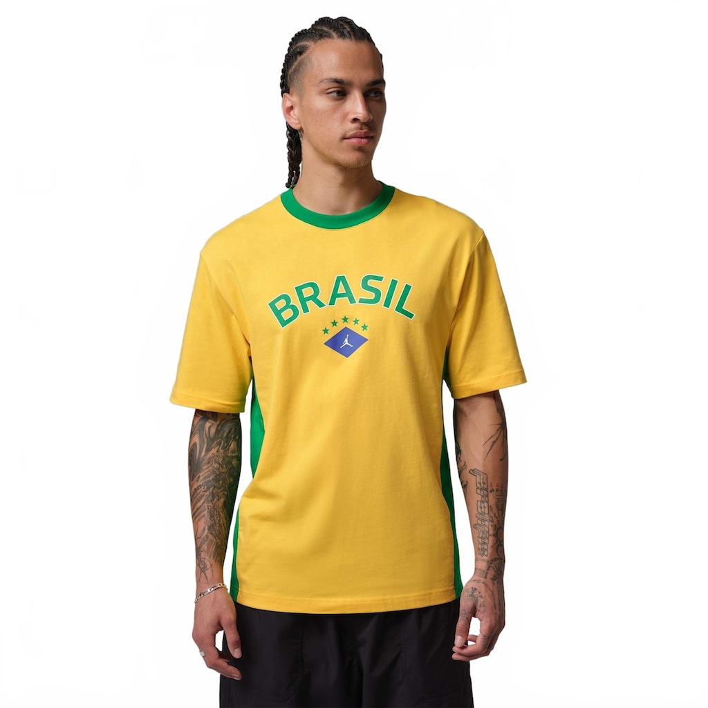 Camiseta Brasil Air Jordan 85 Crew Masculina