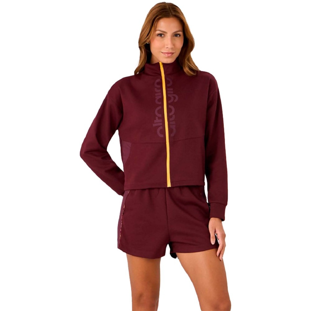 Jaqueta Feminina Moletom Bicolor Alto Giro