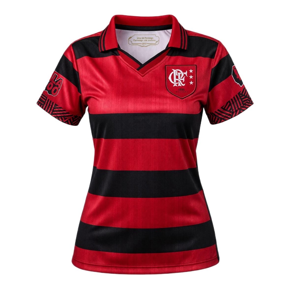 Camisa do Flamengo Polo Retrô 1996 Uniforme 1 Torcedora Betel - Feminina