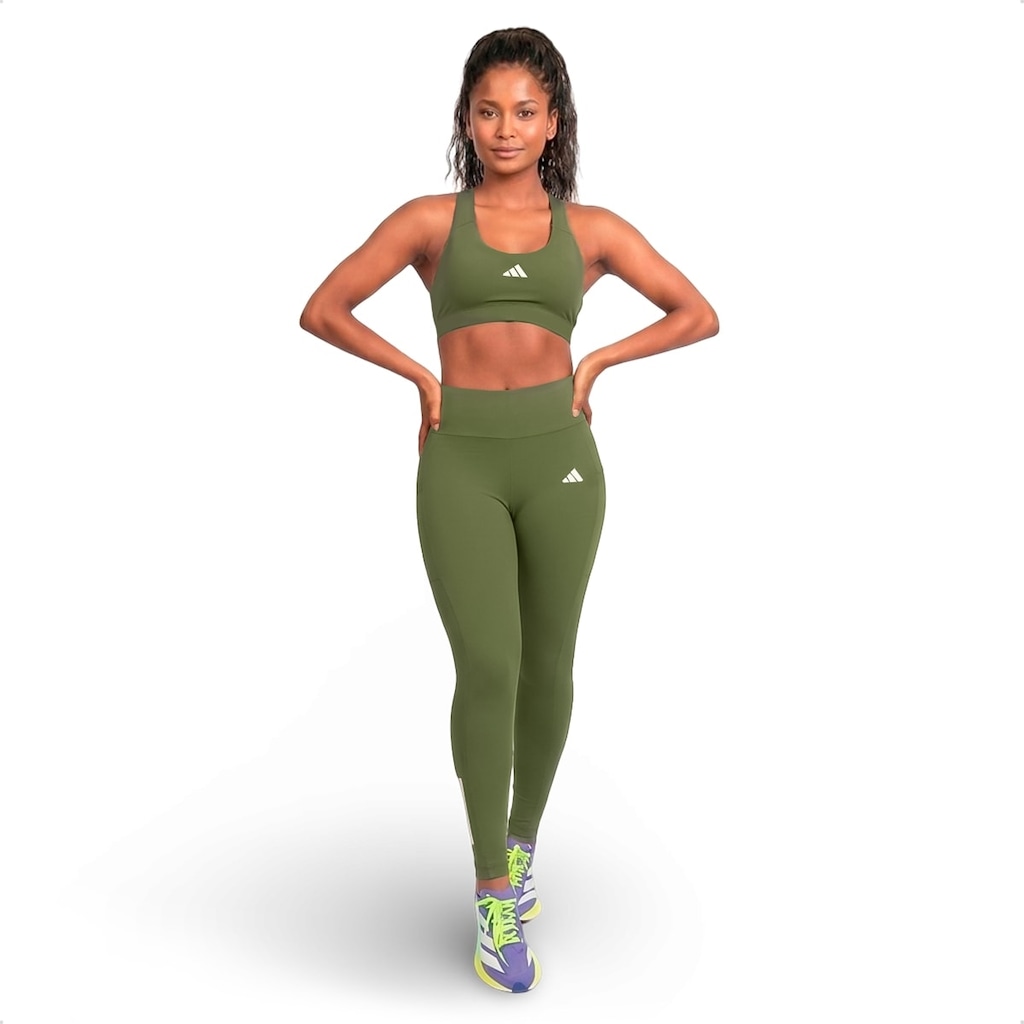 Calça Legging adidas Três Listras com Bolso Feminina