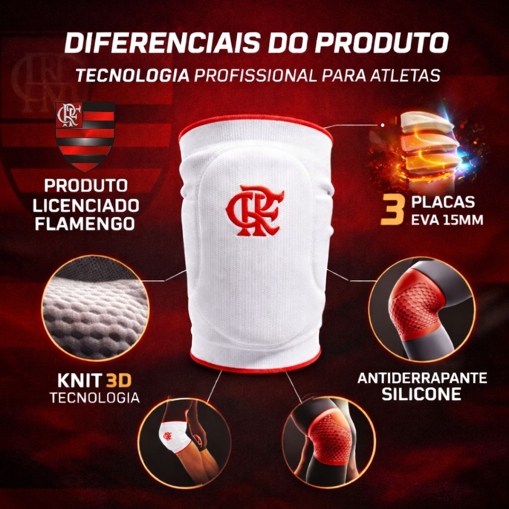 Imagem 4 do produto Joelheira Vôlei N1 Sport Slide Flamengo