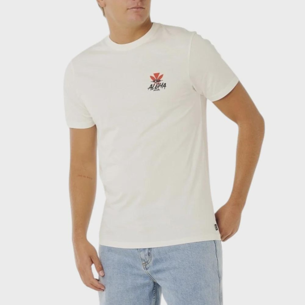 Camiseta Rip Curl Hawaii Tapa Hex Bone Masculina