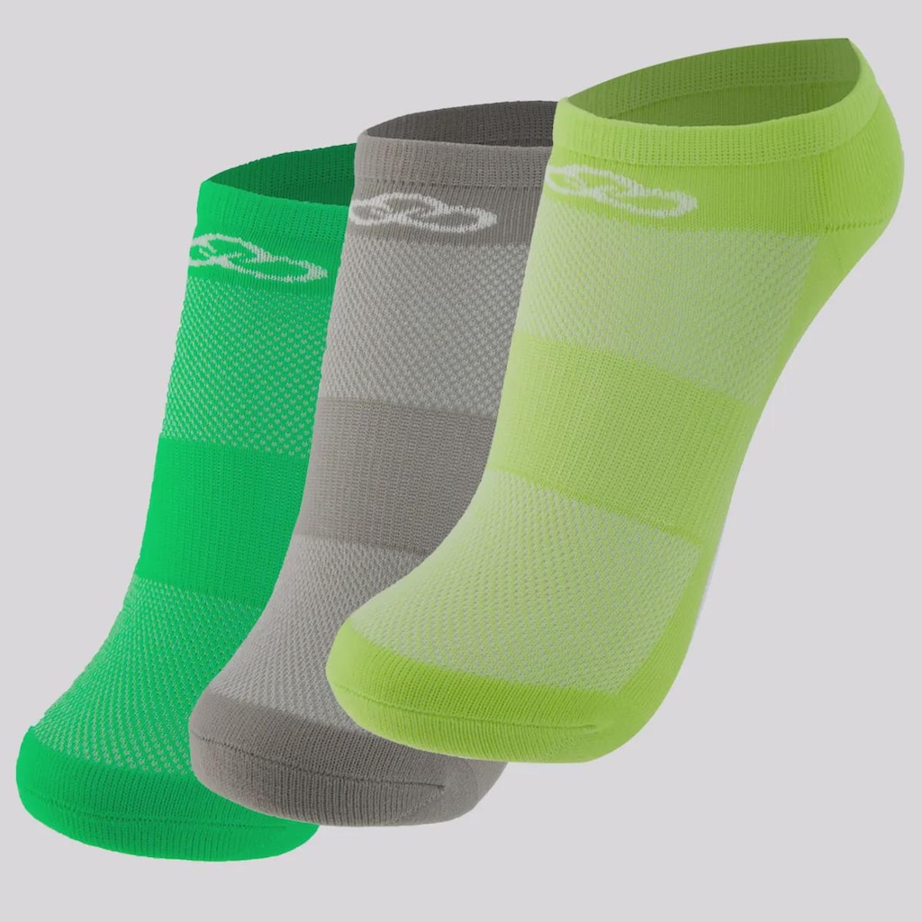 Kit 3 Meia Masculinas Cano Invisível Neon Olympikus