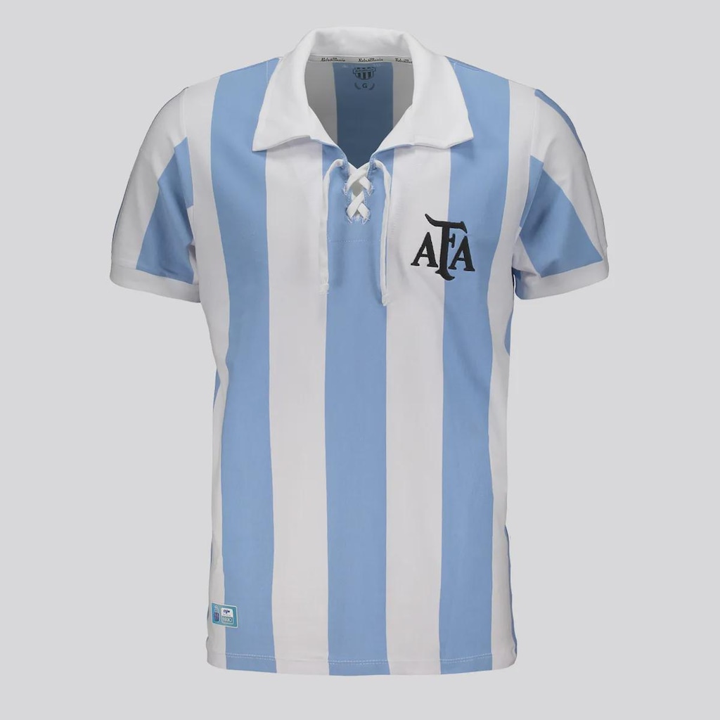 Camisa Argentina Retrô Cordinha FutFanatics Masculina
