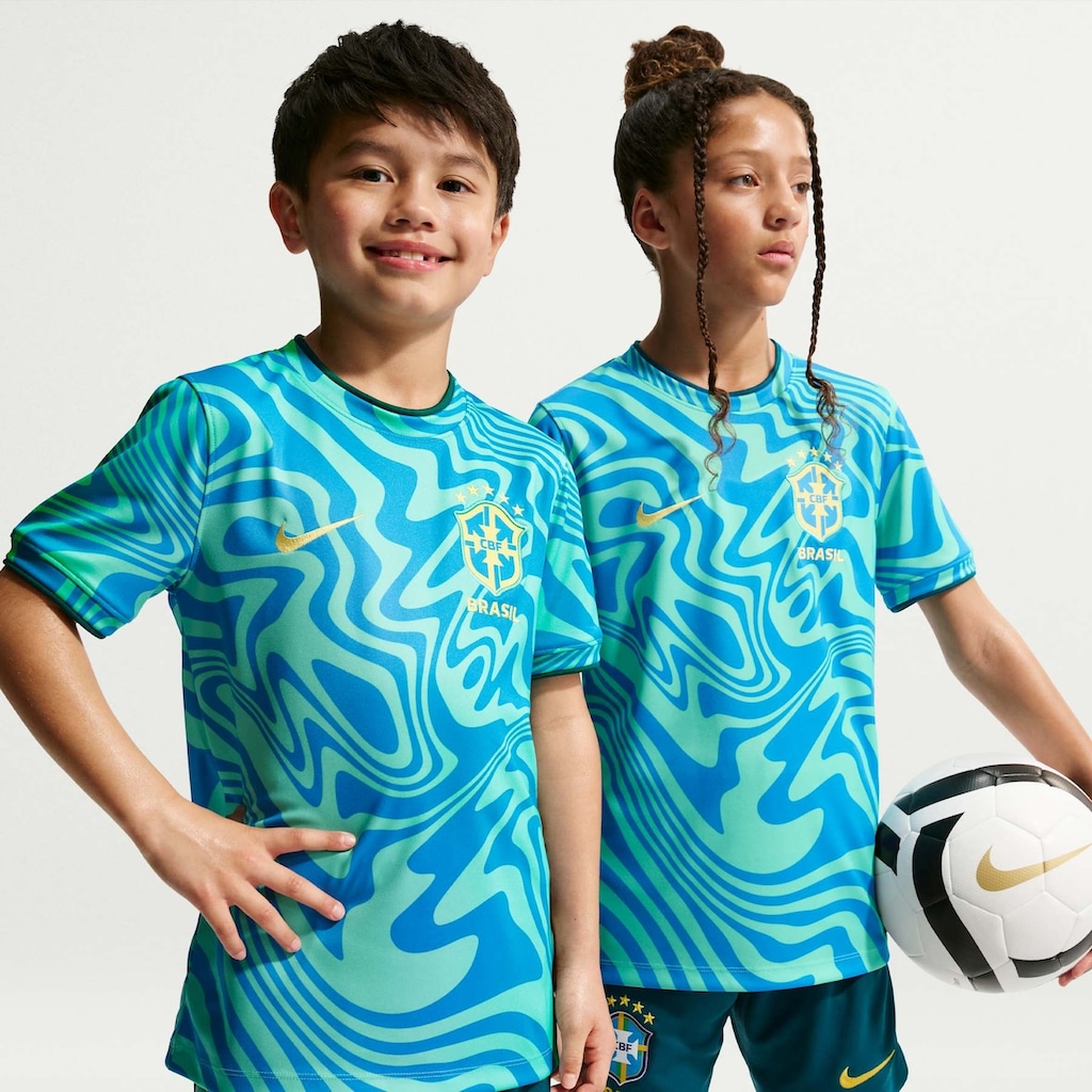 Camiseta Brasil Nike 2026 Pré-Jogo Infantil