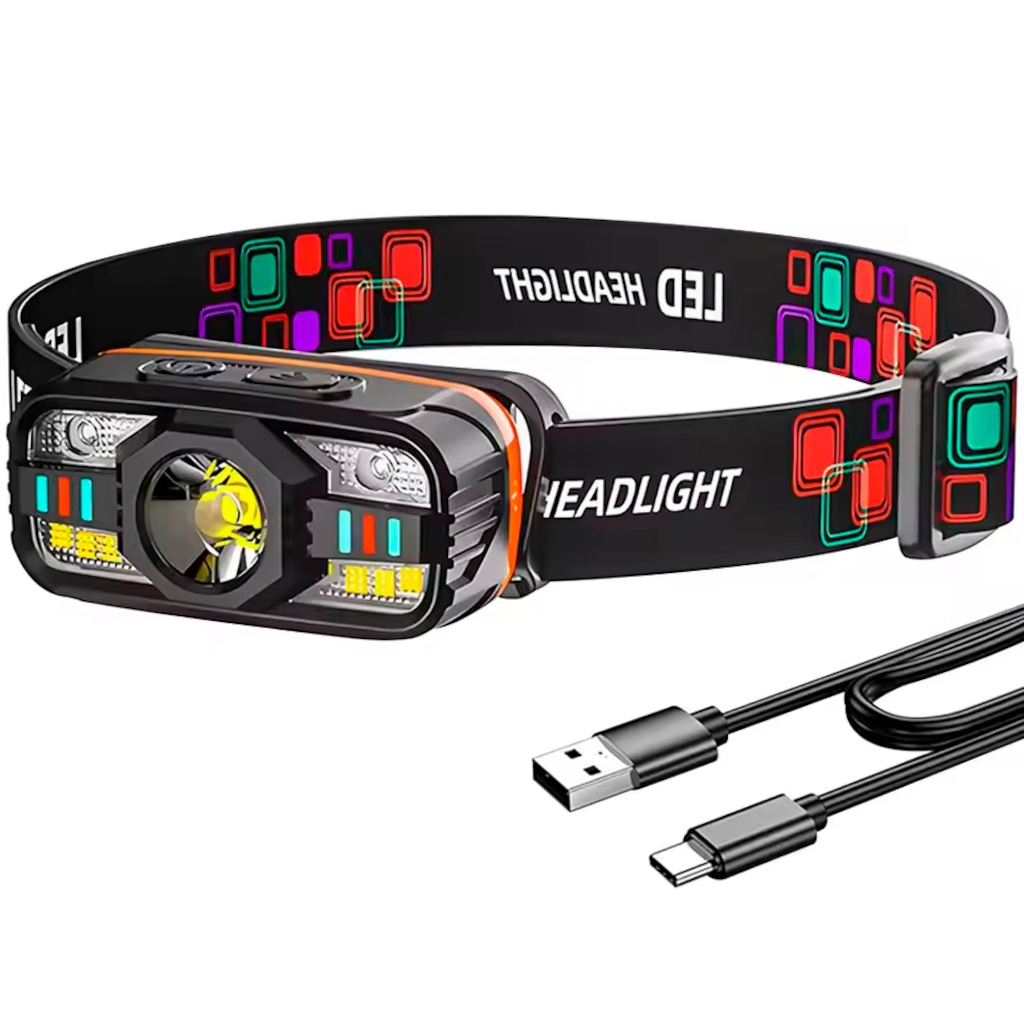 Lanterna De Cabeça Gold Sports Boruit 400LM XPE Led com Sensor de Movimento