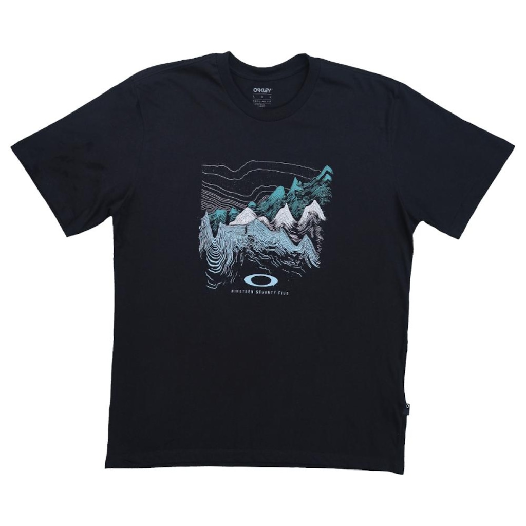 Camiseta Oakley Outline Mountains Blackout - Masculina