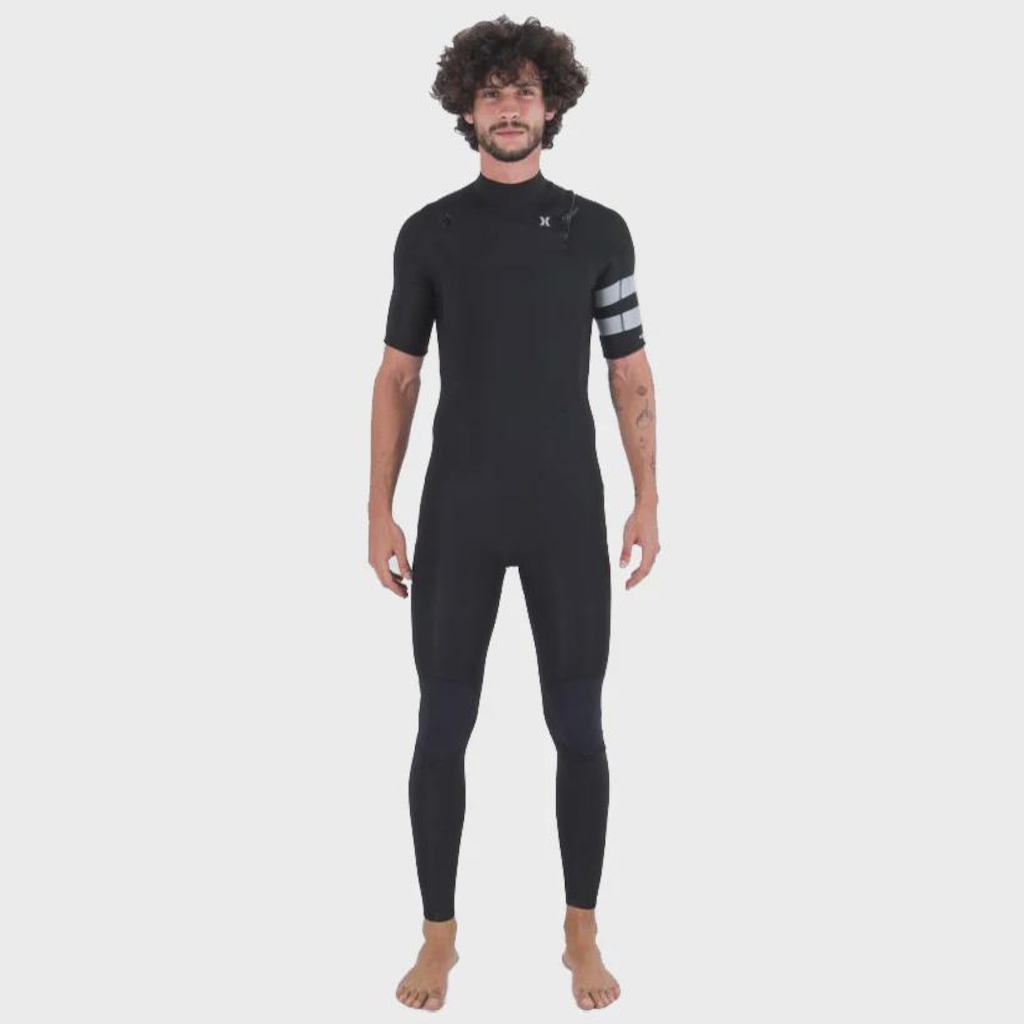 Long John Hurley Advantage Masculino Manga Curta Chest Zip Black Importado - 2/2mm