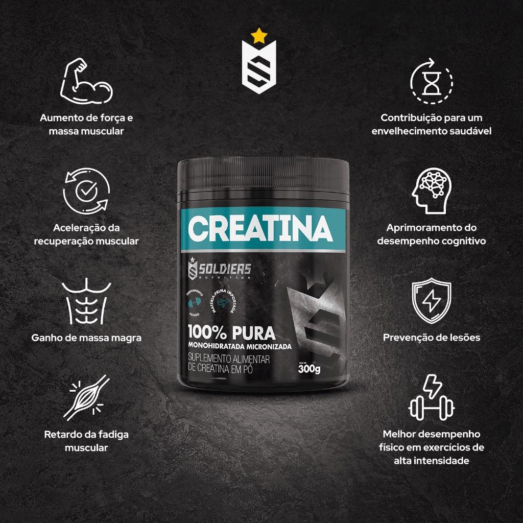 Imagem 3 do produto Creatina Monohidratada 300g 100% Pura Importada - Soldiers Nutrition