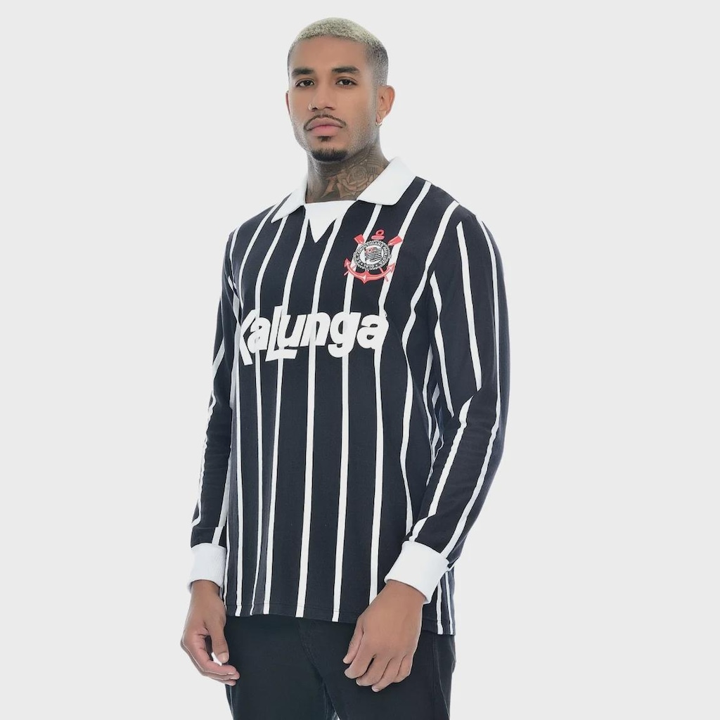 Camisa do Corinthians Manga Longa Retrô Braziline - Masculina