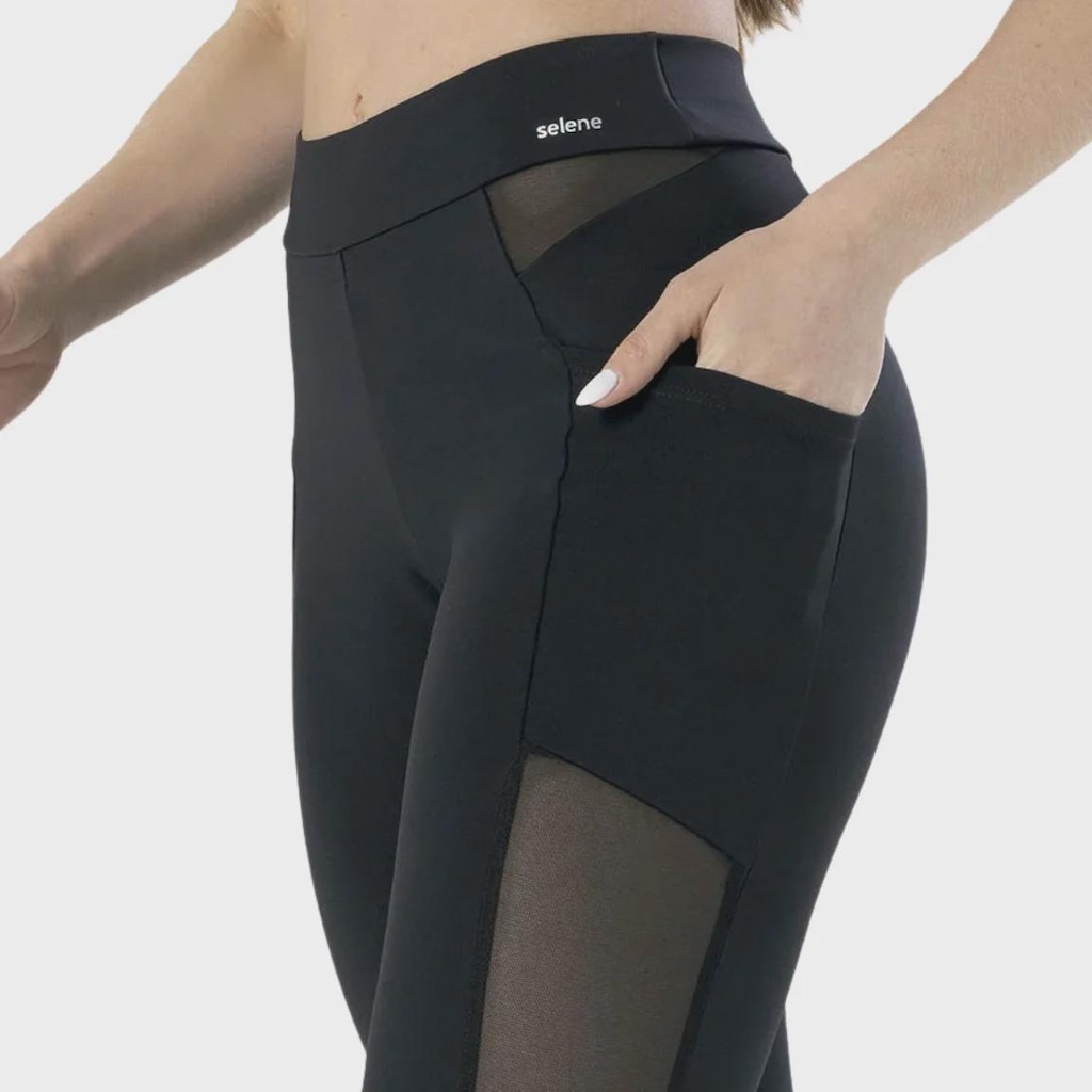Imagem 4 do produto Calça Legging Selene Com Bolso e Recorte Tule - Feminina