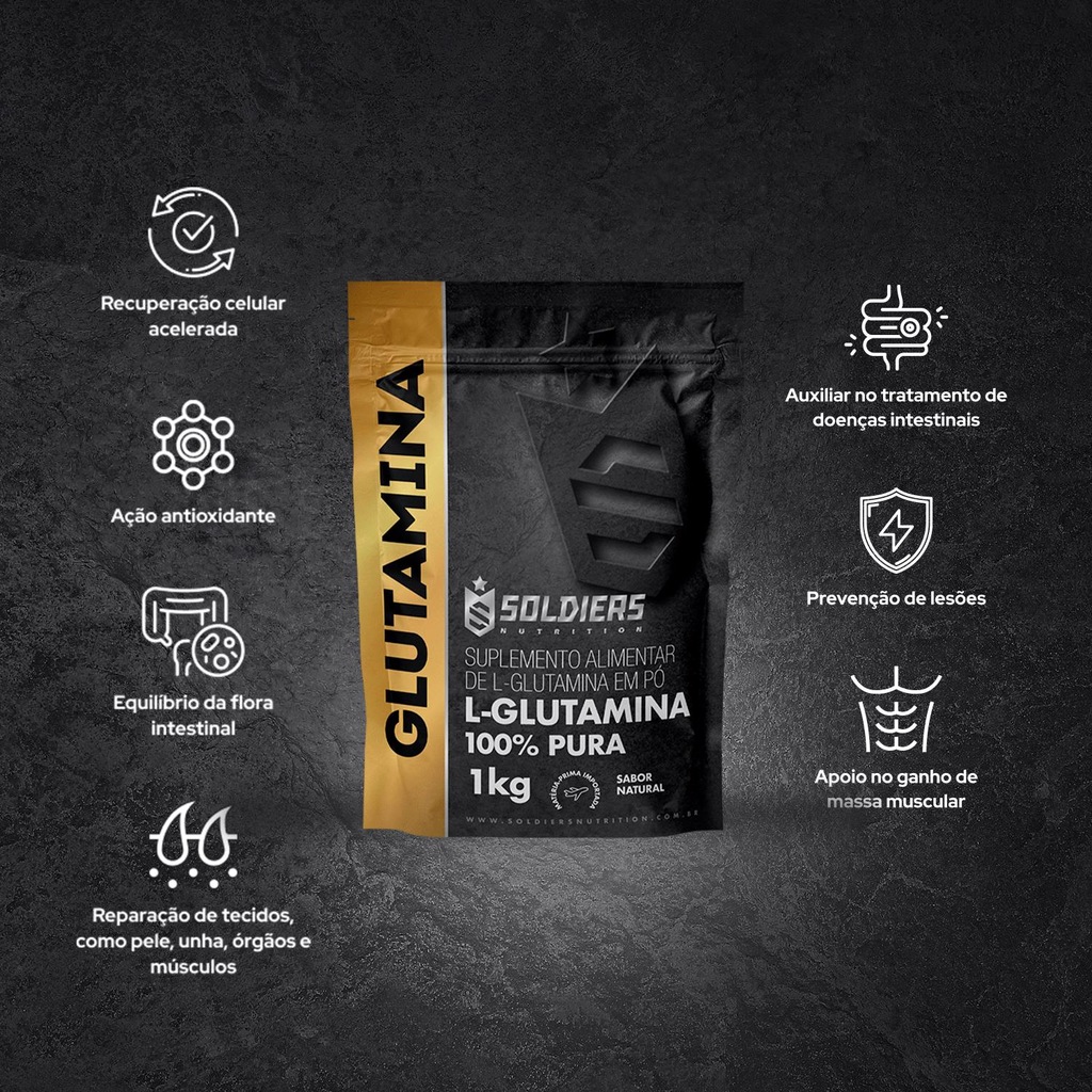 Imagem 3 do produto L-Glutamina 1Kg 100% Pura Suplemento Nutricional - Soldiers Nutrition