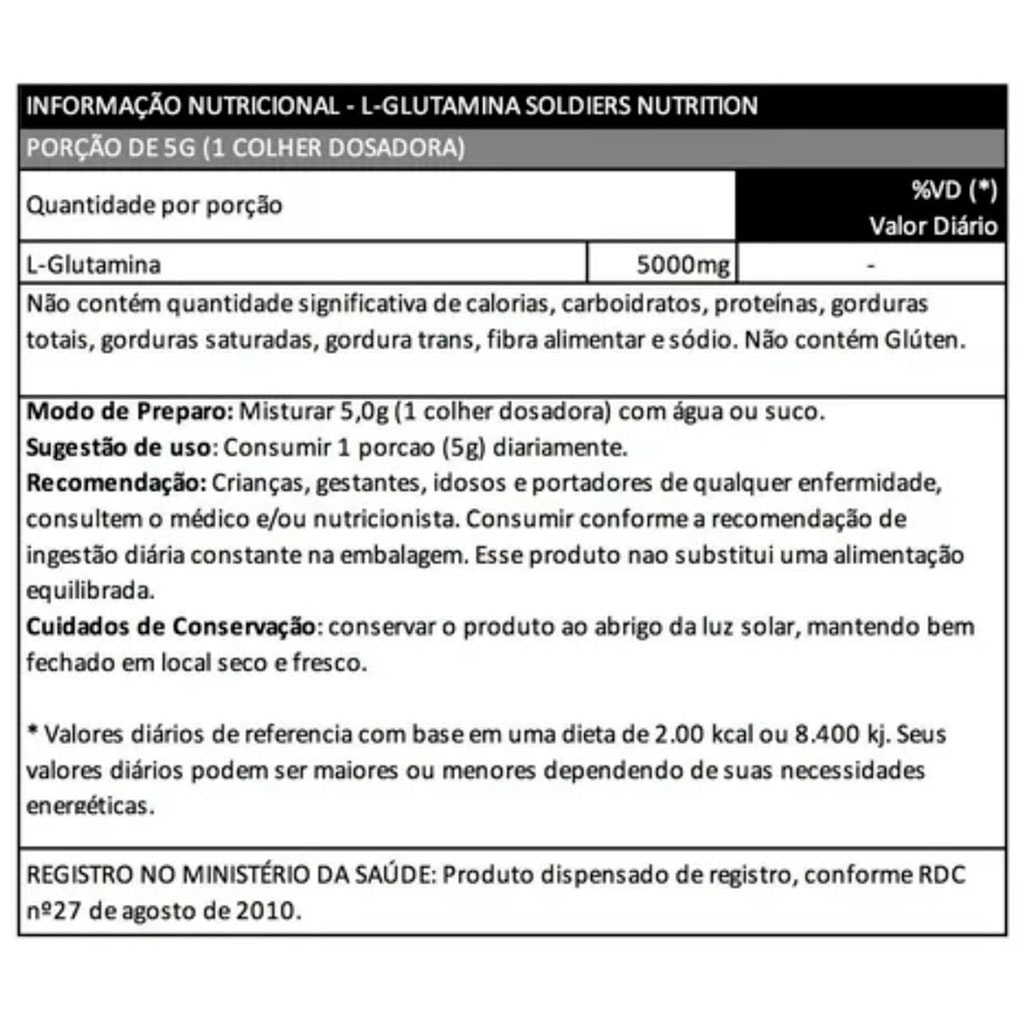Imagem 4 do produto L-Glutamina 500g 100% Pura Suplemento Nutricional - Soldiers Nutrition