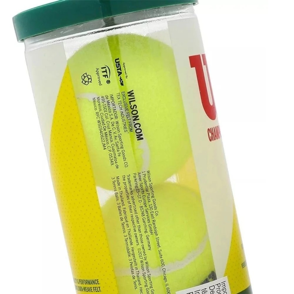 Imagem 3 do produto Tubo de Bola de Tênis com 3 unidades Wilson Championship Regular Duty Saibro