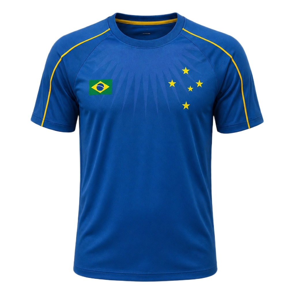 Camisa do Cruzeiro Raglan Brasil Estrelas Braziline - Masculina
