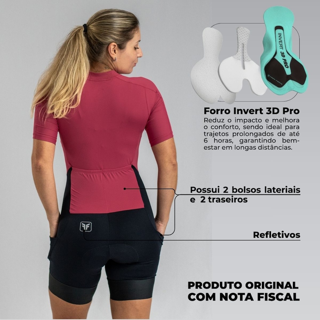 Imagem 2 do produto Macaquinho Ciclismo Free Force Classic Invert 3DPro - Feminino