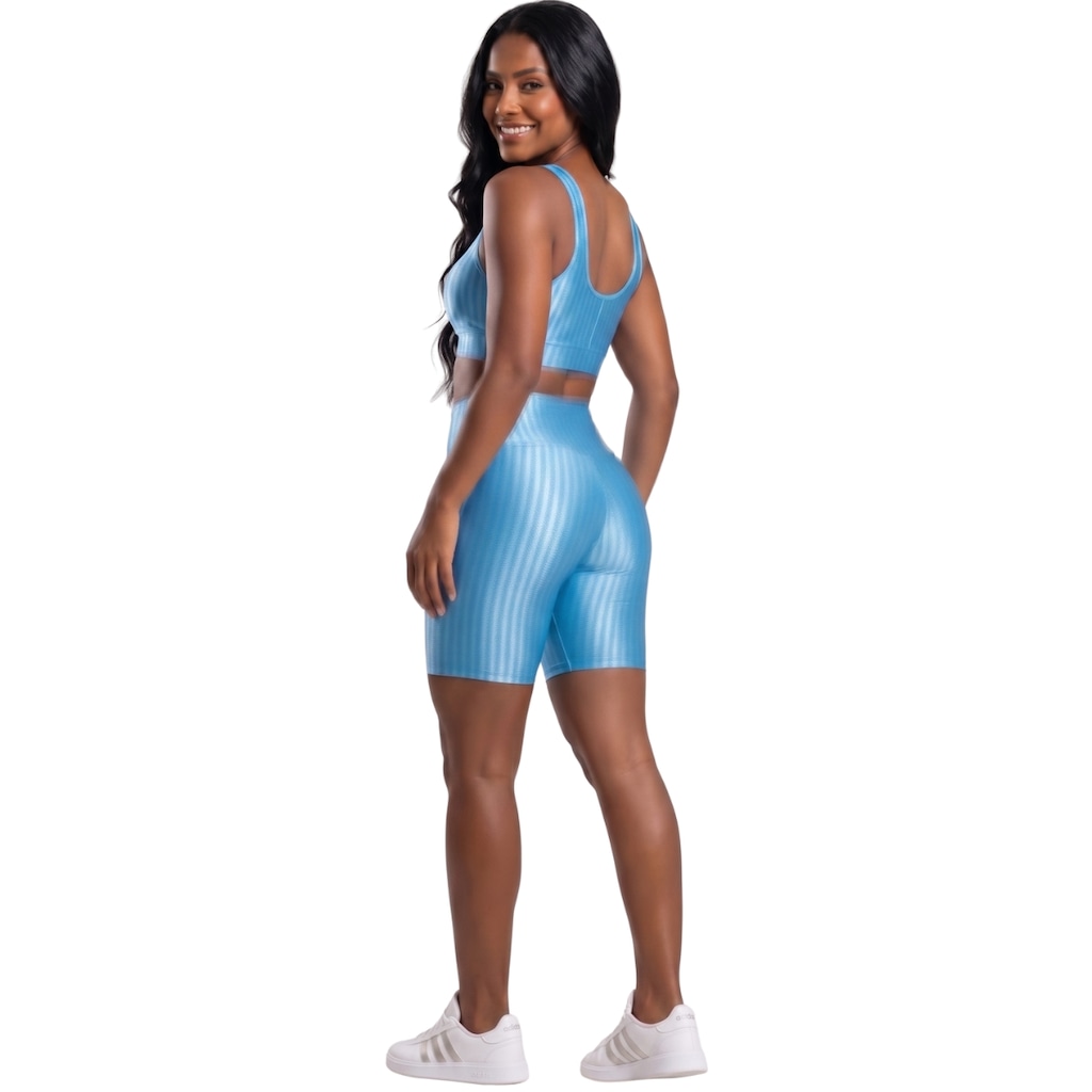 Imagem 3 do produto Conjunto Fitness Top e Bermuda New Zig 3D Vekyo Compressão Roupa Para Academia Treino Moda Feminina