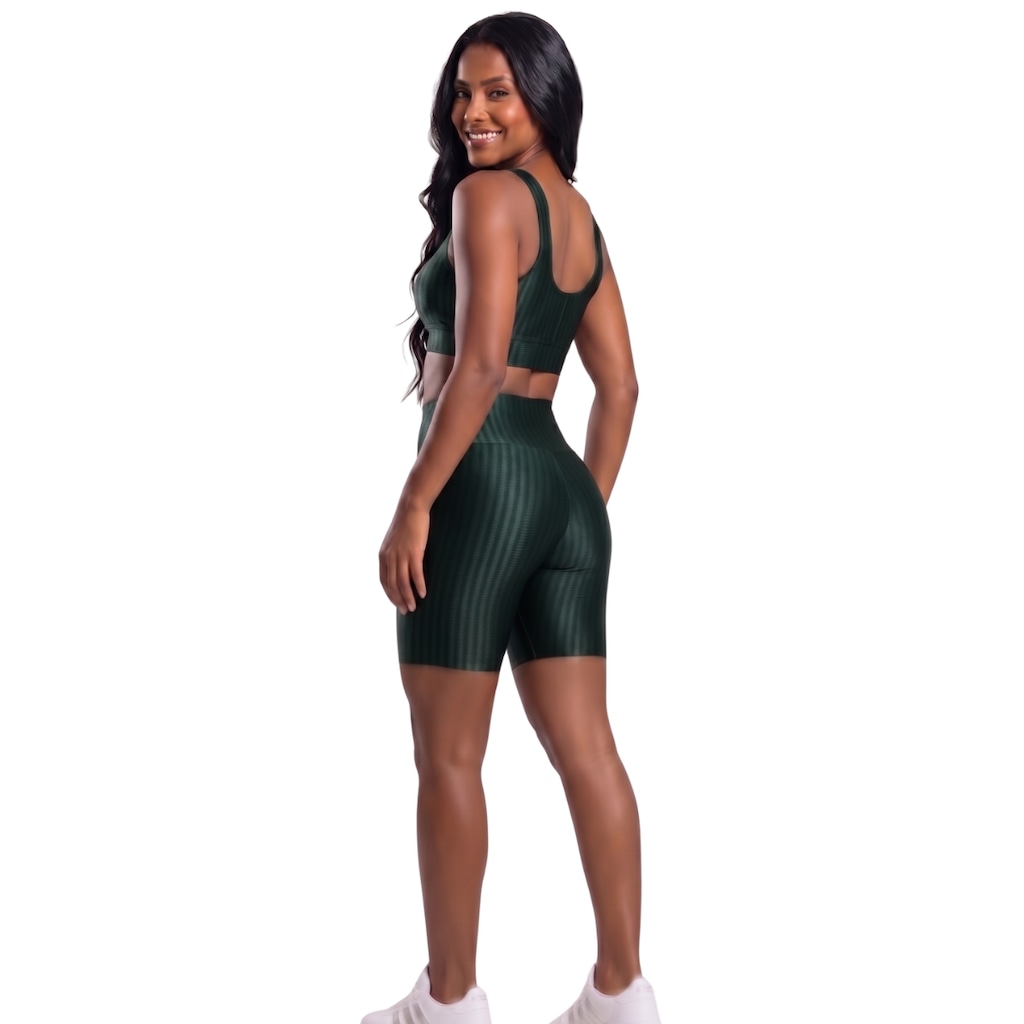 Imagem 3 do produto Conjunto Fitness Top e Bermuda New Zig 3D Vekyo Compressão Roupa Para Academia Treino Moda Feminina